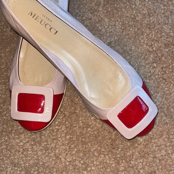 Sesto Meucci Italian vintage flats size 6 1/2 7 6.5 patent red beige Jackie O - Picture 2 of 11